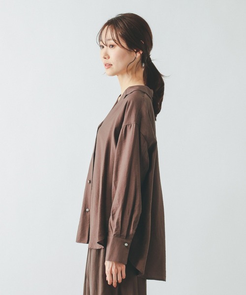 GLOBAL WORK（グローバルワーク）の「シャツジャケット/650198（シャツ/ブラウス・レディース・チャコールグレー/ホワイト/ブラウン系その他6/グレイッシュベージュ・LARGE/MEDIUM）」の22枚目の写真