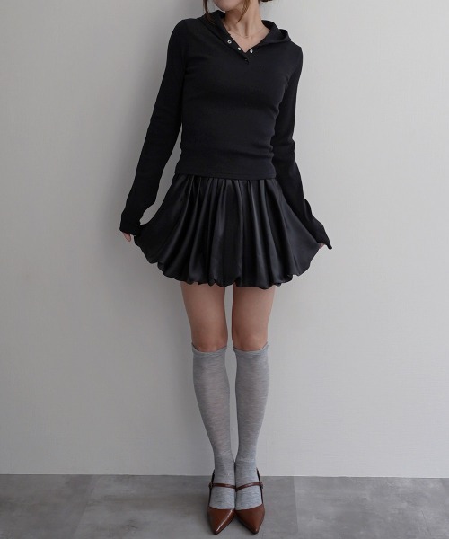 Rashik(ラシク)の「【Rashik】サテンライクパンプキンスカート(スカート・レディース・ホワイト/ブラック・M/S)」の12枚目の写真