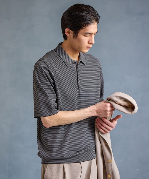 GLOBAL WORK(グローバルワーク)の「ニットポロ/Salon de GW/664780(ニット/セーター・メンズ・ブラック/チャコール/ネイビー・S/M/XL/L)」の2枚目の写真