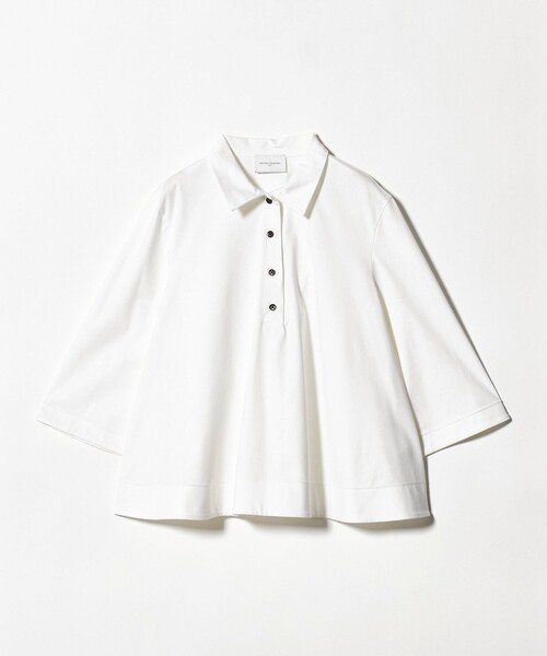 UNITED ARROWS(ユナイテッドアローズ)の「トリコット テントライン ポロシャツ(Tシャツ/カットソー・レディース・ネイビー/その他9/オフホワイト・FREE)」の21枚目の写真