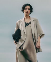 LEPSIM（レプシィム）の「《リネンライクドライシリーズ》ルーズ切り替え5分袖Wジャケット　639027（テーラードジャケット）」