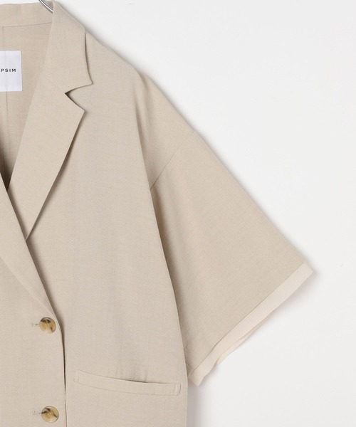 LEPSIM（レプシィム）の「《リネンライクドライシリーズ》ルーズ切り替え5分袖Wジャケット　639027（テーラードジャケット・レディース・ブラック/ライトベージュ/テラコッタ/カーキブラウン・FREE）」の7枚目の写真