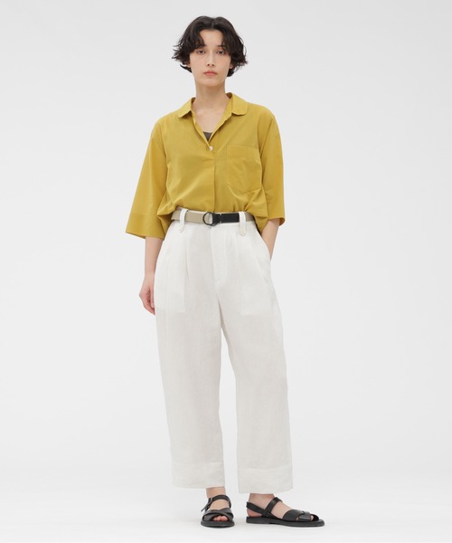 MARGARET HOWELL（マーガレットハウエル）の「HIGH TWISTED COTTON VOILE（シャツ/ブラウス・レディース・ネイビー/イエロー/ブルー・2/1）」の11枚目の写真