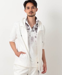 NICOLE CLUB FOR MEN | エンボスクラック柄5分袖ジップパーカー(パーカー)