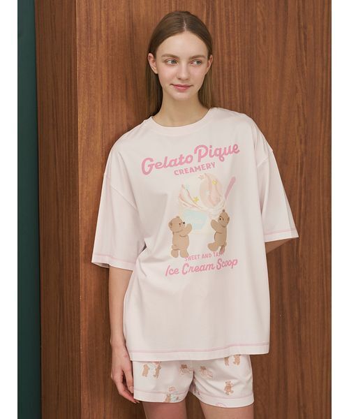GELATO PIQUE クマプリント ルームウェア未使用 アイスクリームベアワンポイントTシャツ（ルームウェア/パジャマ
