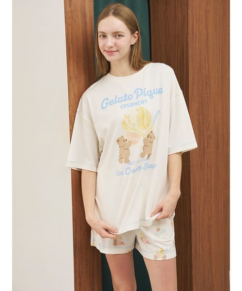 アイスクリームベアワンポイントTシャツ(ルームウェア/パジャマ アイスクリームベアワンポイントTシャツ(ルームウェア/パジャマ