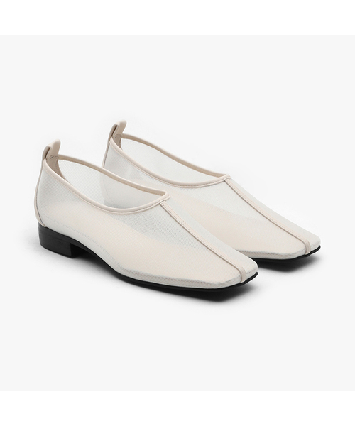 EPURE(エピュレ)の「NOS Square Mesh Flats (3color)(バレエシューズ・レディース・ブラック/ホワイト/ライトベージュ・22.5cm/23cm/23.5cm/24cm/24.5cm/25cm/25.5cm)」の2枚目の写真