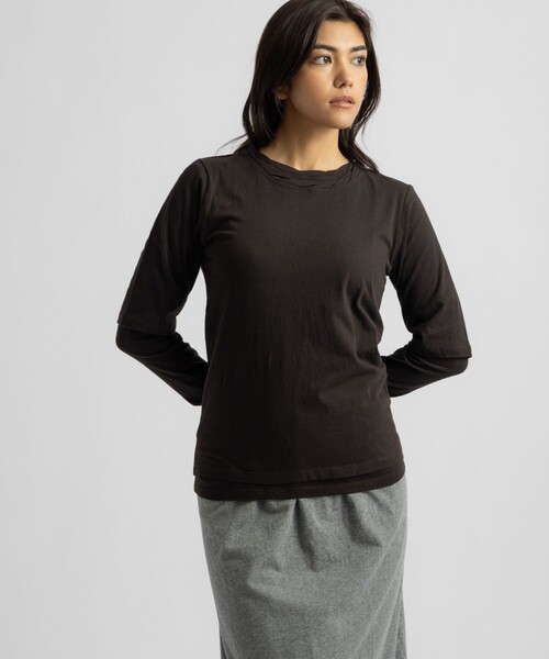 Saturdays NYC(サタデーズ ニューヨークシティ )の「Drewe Multi Layer Top(Tシャツ/カットソー・レディース・グレー/ダークブラウン/ブラック・S/M/L)」の4枚目の写真