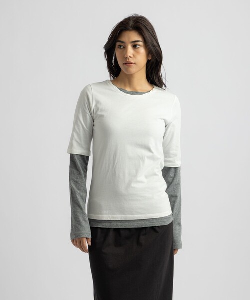 Saturdays NYC(サタデーズ ニューヨークシティ )の「Drewe Multi Layer Top(Tシャツ/カットソー・レディース・グレー/ダークブラウン/ブラック・S/M/L)」の3枚目の写真