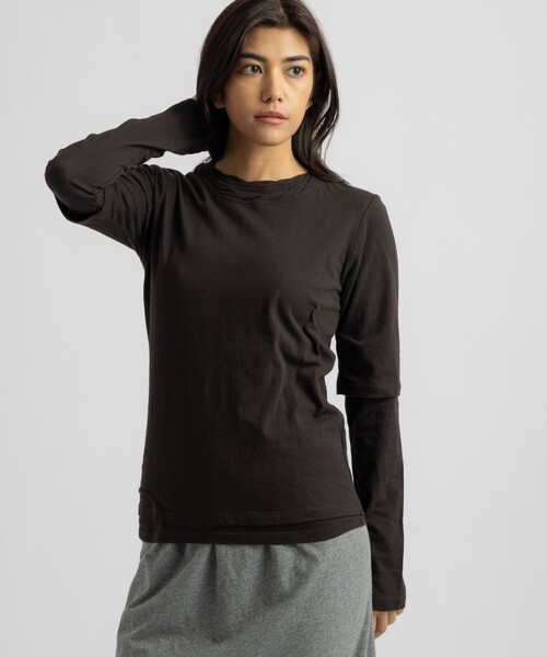 Saturdays NYC(サタデーズ ニューヨークシティ )の「Drewe Multi Layer Top(Tシャツ/カットソー・レディース・グレー/ダークブラウン/ブラック・S/M/L)」の2枚目の写真
