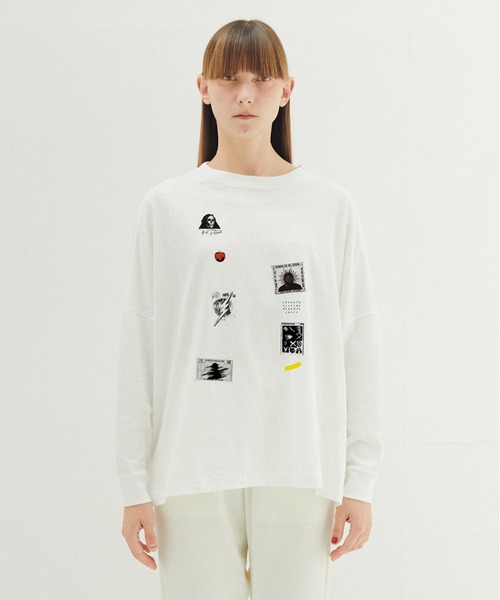 STOF(ストフ)の「PATCH L/S Tee(Tシャツ/カットソー・メンズ・ブラック/ホワイト・M/S)」の2枚目の写真