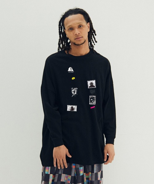 STOF(ストフ)の「PATCH L/S Tee(Tシャツ/カットソー・メンズ・ブラック/ホワイト・M/S)」の1枚目の写真