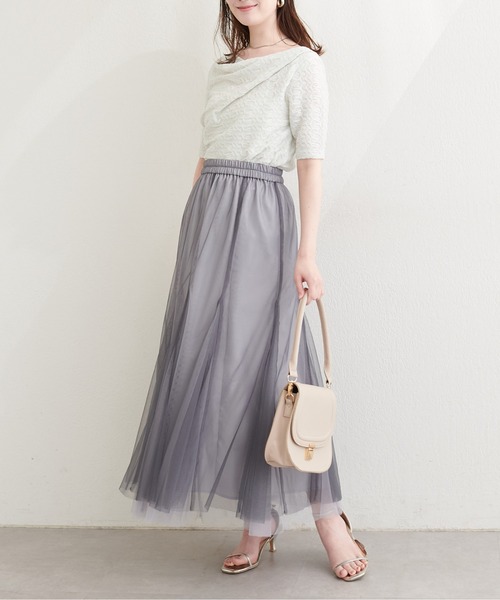 natural couture(ナチュラルクチュール)の「ジャガードカットドレープTOPS(Tシャツ/カットソー・レディース・ブラウン/ピンク/オフホワイト/ブラック・FREE)」の8枚目の写真