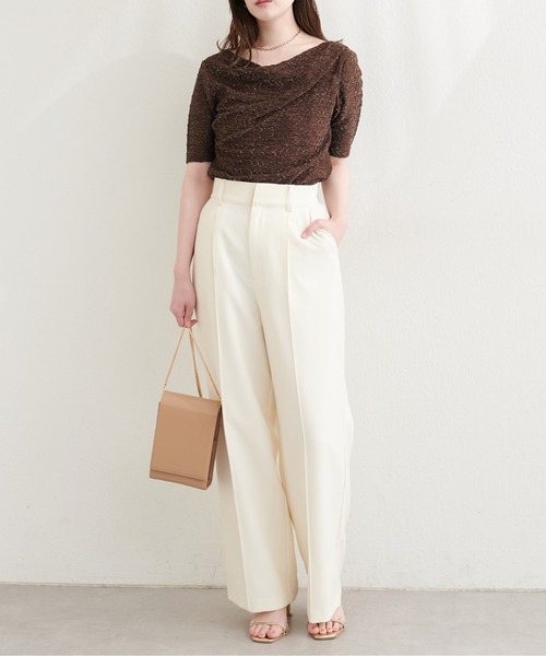 natural couture(ナチュラルクチュール)の「ジャガードカットドレープTOPS(Tシャツ/カットソー・レディース・ブラウン/ピンク/オフホワイト/ブラック・FREE)」の18枚目の写真