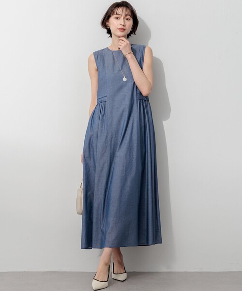 23区(ニジュウサンク)の「デニムローン ワンピース(ワンピース・レディース・ネイビー系/グレー系・38)」の5枚目の写真