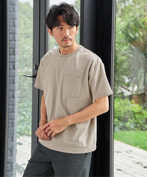 ikka(イッカ)の「冷感DRYサッカーポケットTシャツ(Tシャツ/カットソー・メンズ・ホワイト/サックスブルー/ベージュ/ネイビー・L/M/XL/S)」の5枚目の写真