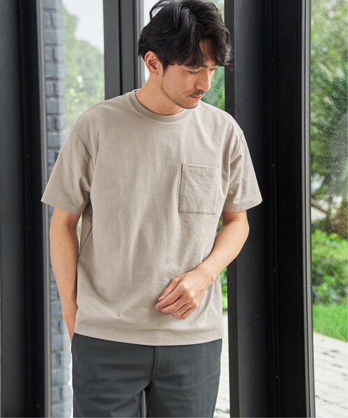 ikka(イッカ)の「冷感DRYサッカーポケットTシャツ(Tシャツ/カットソー・メンズ・ホワイト/サックスブルー/ベージュ/ネイビー・L/M/XL/S)」の6枚目の写真