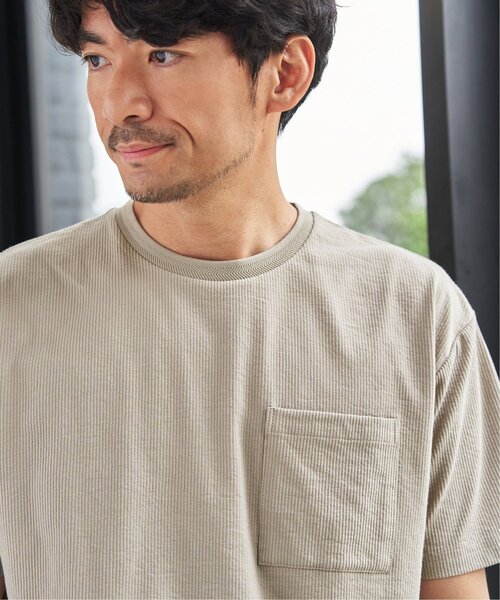 ikka(イッカ)の「冷感DRYサッカーポケットTシャツ(Tシャツ/カットソー・メンズ・ホワイト/サックスブルー/ベージュ/ネイビー・L/M/XL/S)」の9枚目の写真