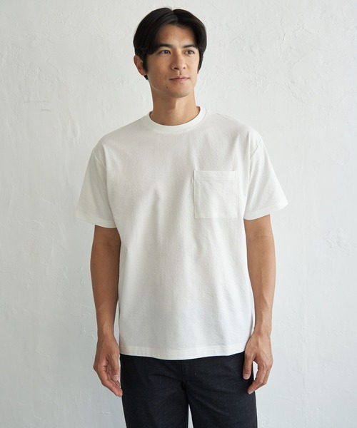ikka(イッカ)の「冷感DRYサッカーポケットTシャツ(Tシャツ/カットソー・メンズ・ホワイト/サックスブルー/ベージュ/ネイビー・L/M/XL/S)」の18枚目の写真