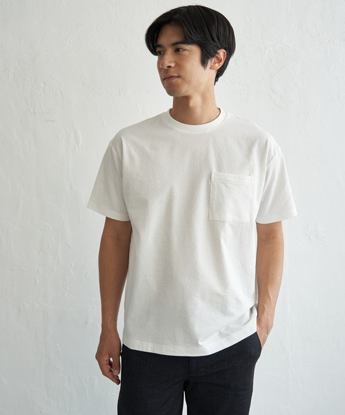 ikka(イッカ)の「冷感DRYサッカーポケットTシャツ(Tシャツ/カットソー・メンズ・ホワイト/サックスブルー/ベージュ/ネイビー・L/M/XL/S)」の19枚目の写真