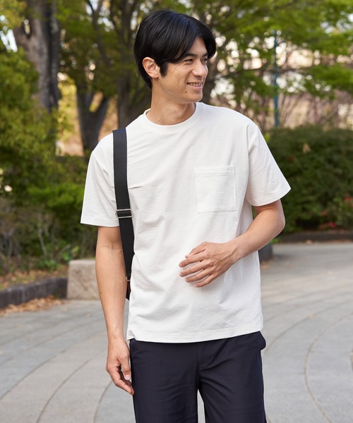 ikka(イッカ)の「冷感DRYサッカーポケットTシャツ(Tシャツ/カットソー・メンズ・ホワイト/サックスブルー/ベージュ/ネイビー・L/M/XL/S)」の14枚目の写真
