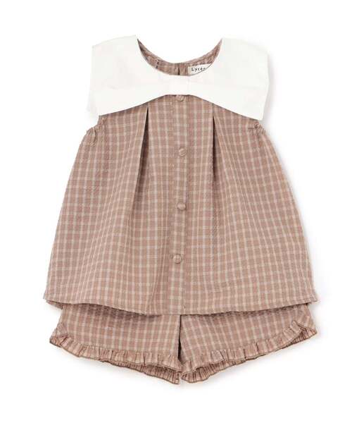 Lycee mine（リセマイン）の「リボン衿つきブラウス・裾フリルハーフパンツセット【子供服】【キッズ】【女の子】（セットアップ・キッズ・ラベンダー/レッド/ベージュ系その他/ピンク/サックスブルー/ブラック・120cm/140cm/150cm/100cm/110cm/130cm）」の9枚目の写真