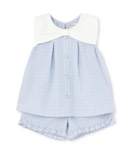 Lycee mine（リセマイン）の「リボン衿つきブラウス・裾フリルハーフパンツセット【子供服】【キッズ】【女の子】（セットアップ・キッズ・ラベンダー/レッド/ベージュ系その他/ピンク/サックスブルー/ブラック・120cm/140cm/150cm/100cm/110cm/130cm）」の10枚目の写真