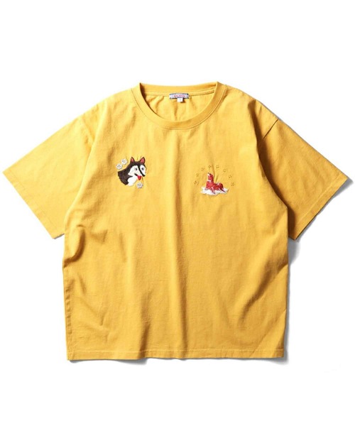 HOUSTON(ヒューストン)の「HOUSTON スーベニアTシャツ(ALASKA)(Tシャツ/カットソー・メンズ・イエロー/ターコイズブルー/ナチュラル/チャコール・1/0)」の4枚目の写真