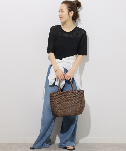 JOURNAL STANDARD relume(ジャーナルスタンダード レリューム)の「ストレッチラッセルレースプルオーバー(Tシャツ/カットソー・レディース・ホワイト/ブラック/サックスブルー・FREE)」の4枚目の写真