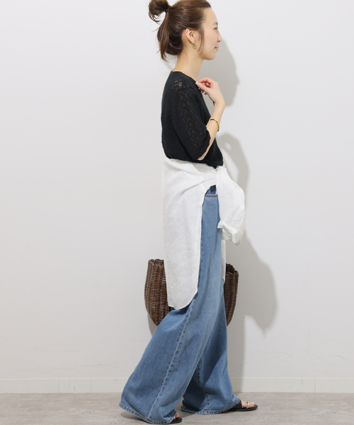 JOURNAL STANDARD relume(ジャーナルスタンダード レリューム)の「ストレッチラッセルレースプルオーバー(Tシャツ/カットソー・レディース・ホワイト/ブラック/サックスブルー・FREE)」の5枚目の写真