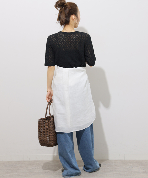 JOURNAL STANDARD relume(ジャーナルスタンダード レリューム)の「ストレッチラッセルレースプルオーバー(Tシャツ/カットソー・レディース・ホワイト/ブラック/サックスブルー・FREE)」の6枚目の写真
