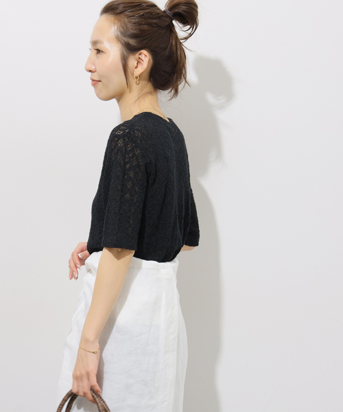 JOURNAL STANDARD relume(ジャーナルスタンダード レリューム)の「ストレッチラッセルレースプルオーバー(Tシャツ/カットソー・レディース・ホワイト/ブラック/サックスブルー・FREE)」の8枚目の写真