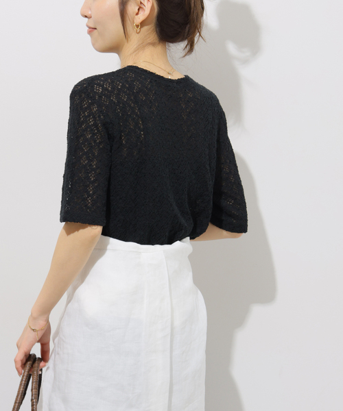 JOURNAL STANDARD relume(ジャーナルスタンダード レリューム)の「ストレッチラッセルレースプルオーバー(Tシャツ/カットソー・レディース・ホワイト/ブラック/サックスブルー・FREE)」の9枚目の写真