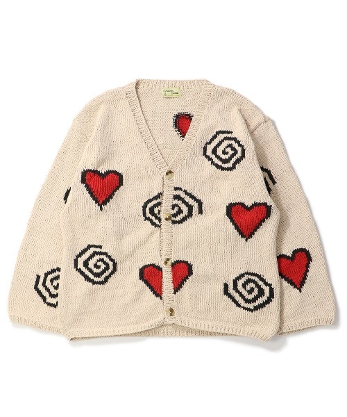 MacMahon Knitting Mills(マクマホン ニッティング ミルズ)の「MacMahon Knitting Mills Hearts Swirls Cardigan マクマホンニッティングミルズ ハーツアンドスワールカーディガン(カーディガン/ボレロ・メンズ・ホワイト系その他・FREE)」の1枚目の写真