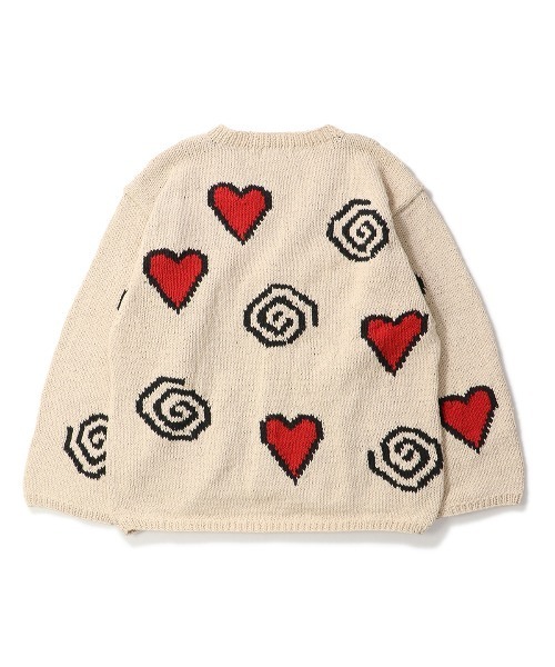 MacMahon Knitting Mills(マクマホン ニッティング ミルズ)の「MacMahon Knitting Mills Hearts Swirls Cardigan マクマホンニッティングミルズ ハーツアンドスワールカーディガン(カーディガン/ボレロ・メンズ・ホワイト系その他・FREE)」の2枚目の写真