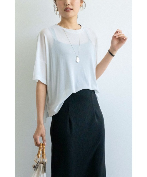 M.deux(エムドゥ)の「カットメッシュプルオーバー(Tシャツ/カットソー・レディース・ライトグレー/ブラック・MEDIUM)」の2枚目の写真