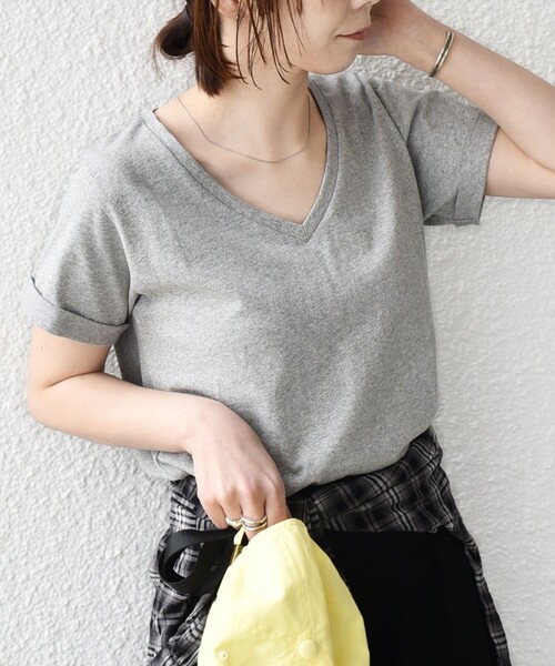 セール】SHIPS Colors:〈汗染み防止・手洗い可能〉Vネック Tシャツ（T