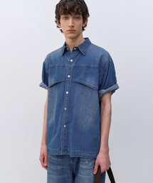 INSILENCE（インサイロンス）の「フラッシュハーフデニムシャツ WASHED BLUE（シャツ/ブラウス）」