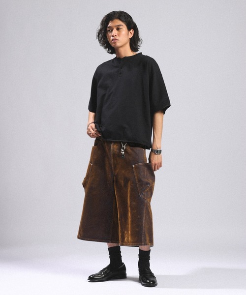 RAGEBLUE(レイジブルー)の「フロッキーデニムカーゴハーフパンツ(デニムパンツ・メンズ・ライトグレー/ブラウン・MEDIUM/LARGE)」の12枚目の写真