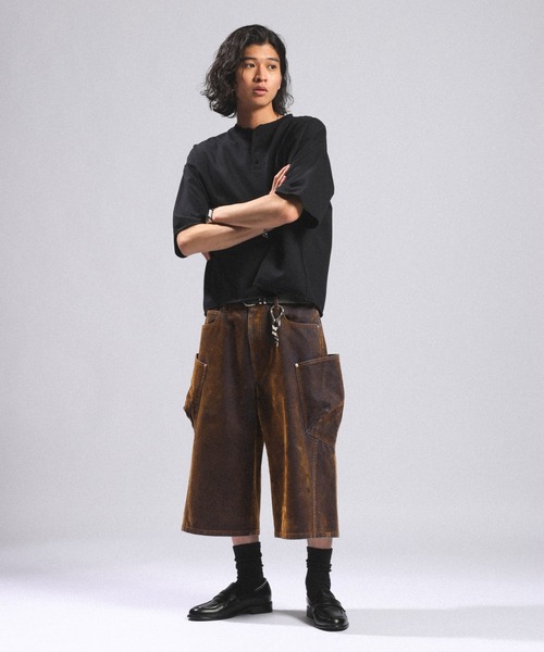 RAGEBLUE(レイジブルー)の「フロッキーデニムカーゴハーフパンツ(デニムパンツ・メンズ・ライトグレー/ブラウン・MEDIUM/LARGE)」の11枚目の写真