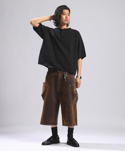 RAGEBLUE(レイジブルー)の「フロッキーデニムカーゴハーフパンツ(デニムパンツ・メンズ・ライトグレー/ブラウン・MEDIUM/LARGE)」の13枚目の写真