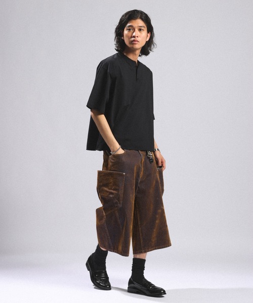 RAGEBLUE(レイジブルー)の「フロッキーデニムカーゴハーフパンツ(デニムパンツ・メンズ・ライトグレー/ブラウン・MEDIUM/LARGE)」の14枚目の写真