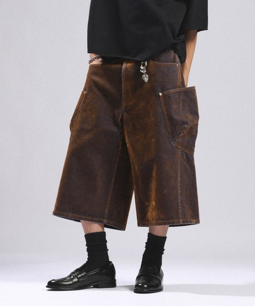 RAGEBLUE(レイジブルー)の「フロッキーデニムカーゴハーフパンツ(デニムパンツ・メンズ・ライトグレー/ブラウン・MEDIUM/LARGE)」の15枚目の写真