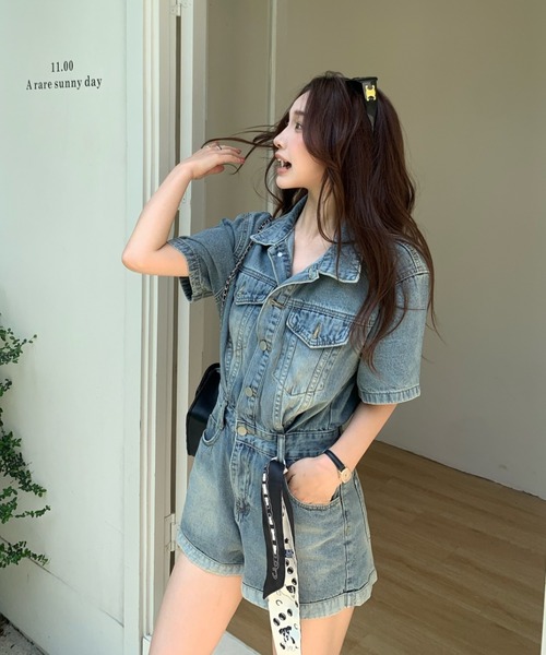 FAVORITO（ファヴォリート）の「デニムオールインワン（つなぎ/オールインワン・レディース・ブルー・XL/L/M/S）」の9枚目の写真