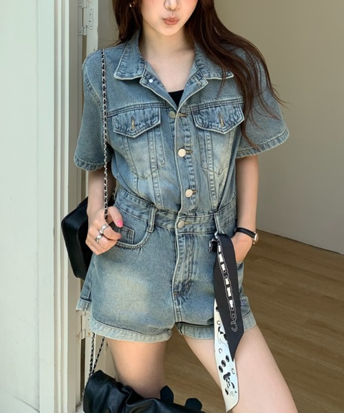 FAVORITO（ファヴォリート）の「デニムオールインワン（つなぎ/オールインワン・レディース・ブルー・XL/L/M/S）」の3枚目の写真