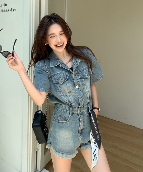 FAVORITO（ファヴォリート）の「デニムオールインワン（つなぎ/オールインワン・レディース・ブルー・XL/L/M/S）」の10枚目の写真