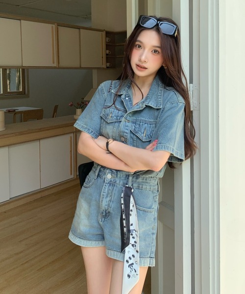 FAVORITO（ファヴォリート）の「デニムオールインワン（つなぎ/オールインワン・レディース・ブルー・XL/L/M/S）」の19枚目の写真
