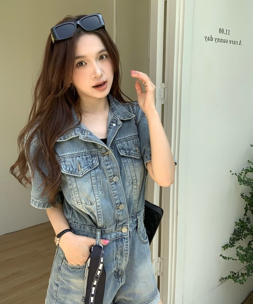 FAVORITO（ファヴォリート）の「デニムオールインワン（つなぎ/オールインワン・レディース・ブルー・XL/L/M/S）」の6枚目の写真