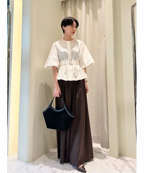 ESTNATION(エストネーション)の「ESTNATION / タックワイドレッグパンツ(その他パンツ・レディース・オフホワイト/ダークブラウン/ライトブラウン・38/36)」の15枚目の写真
