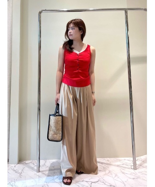 ESTNATION(エストネーション)の「ESTNATION / タックワイドレッグパンツ(その他パンツ・レディース・オフホワイト/ダークブラウン/ライトブラウン・38/36)」の14枚目の写真